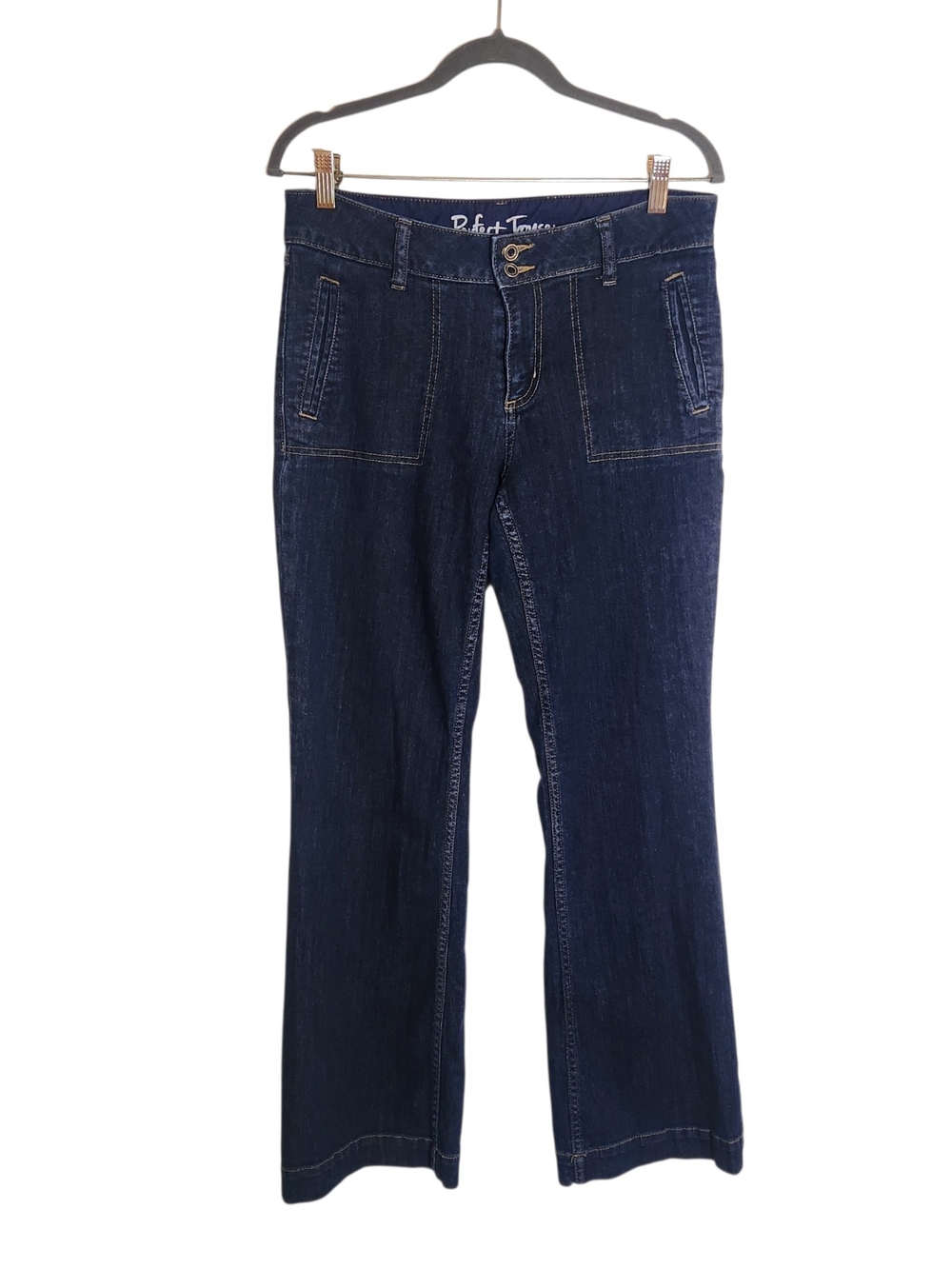 St. John's Bay Dark Wash Perfect Trouser Flare Jeans Size 8
